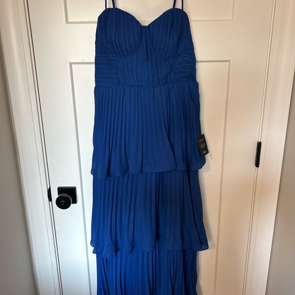 Lulu's Cobalt Blue Tiered Bustier Midi Dress - Picture 6 of 6